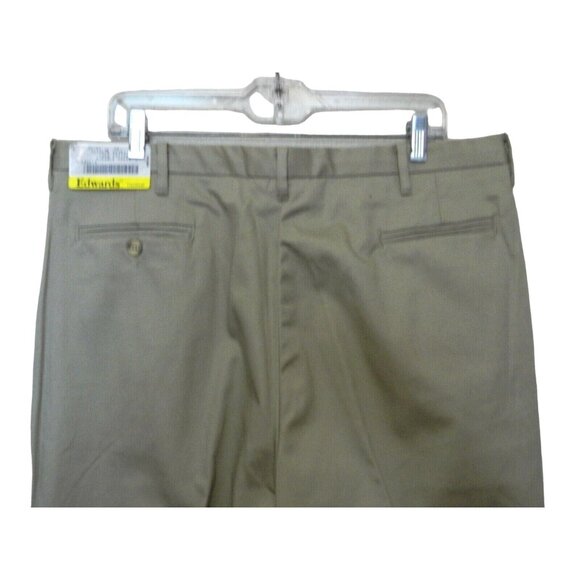 Edwards Slacks 38 Khaki Tan Wrinkle Resistant Pleated Unhemmed 100% Cotton NEW - Picture 1 of 8